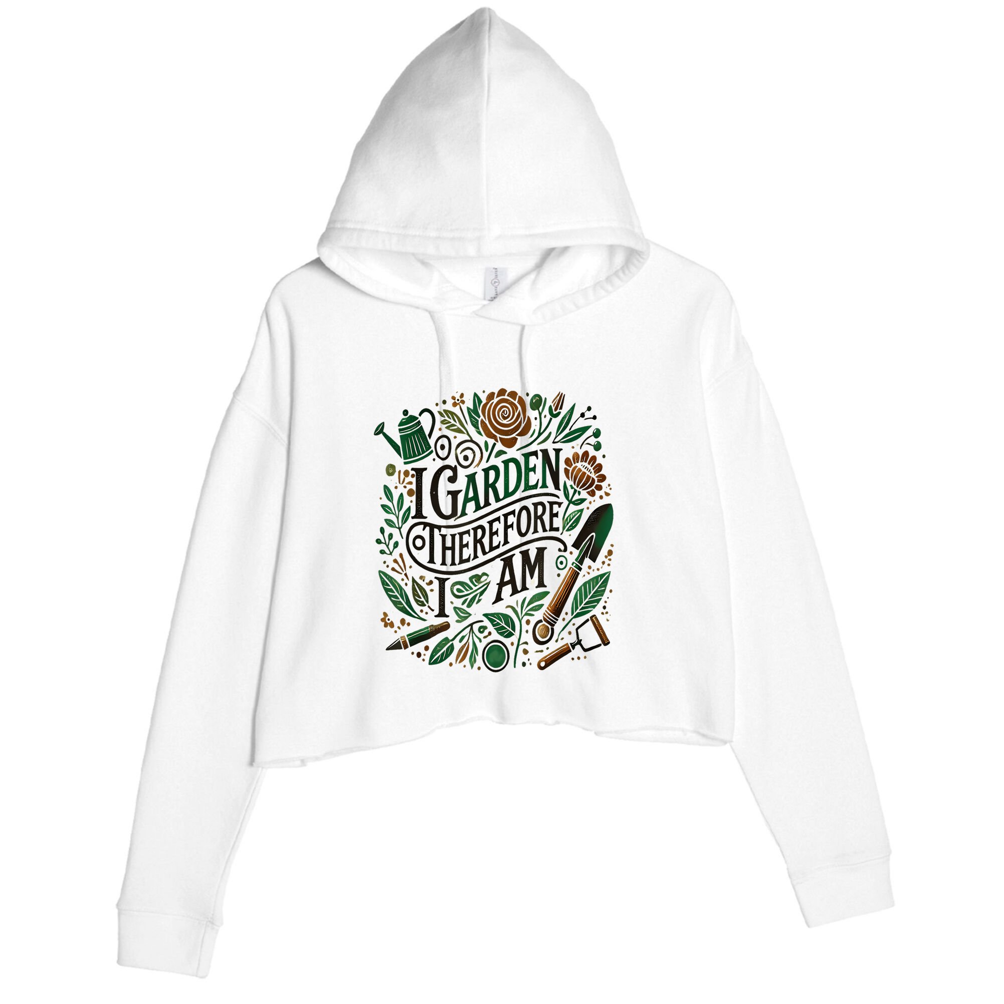 I Garden Therefore I Am Crop Fleece Hoodie