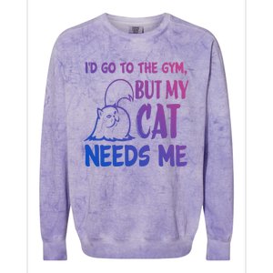 Id Go To The Gym But My Cat Needs Me Cute Gift Colorblast Crewneck Sweatshirt