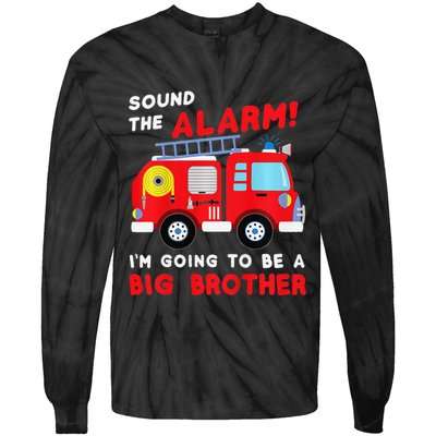 Im Going To Be A Big Brother Firetruck Baby Reveal Tie-Dye Long Sleeve Shirt