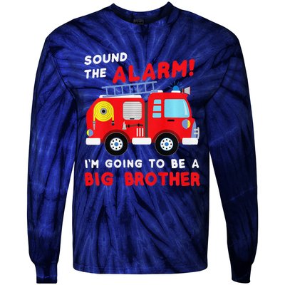 Im Going To Be A Big Brother Firetruck Baby Reveal Tie-Dye Long Sleeve Shirt