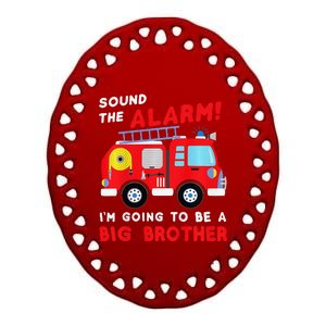 Im Going To Be A Big Brother Firetruck Baby Reveal Ceramic Oval Ornament