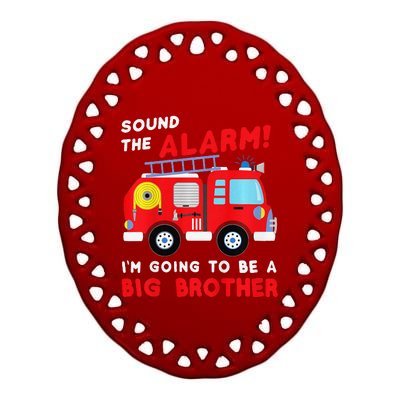 Im Going To Be A Big Brother Firetruck Baby Reveal Ceramic Oval Ornament