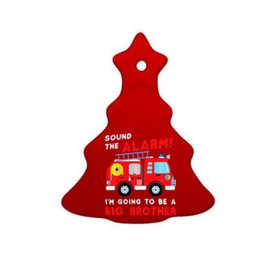 Im Going To Be A Big Brother Firetruck Baby Reveal Ceramic Tree Ornament