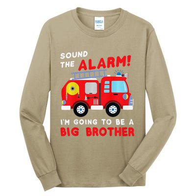 Im Going To Be A Big Brother Firetruck Baby Reveal Tall Long Sleeve T-Shirt