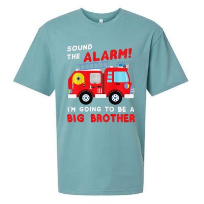 Im Going To Be A Big Brother Firetruck Baby Reveal Sueded Cloud Jersey T-Shirt