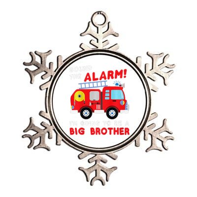 Im Going To Be A Big Brother Firetruck Baby Reveal Metallic Star Ornament