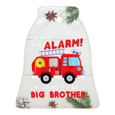 Im Going To Be A Big Brother Firetruck Baby Reveal Ceramic Bell Ornament