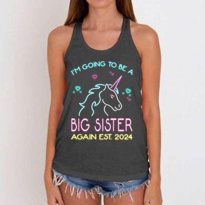 Im Going To Be A Big Sister Again Est 2024 Unicorn Women's Knotted Racerback Tank