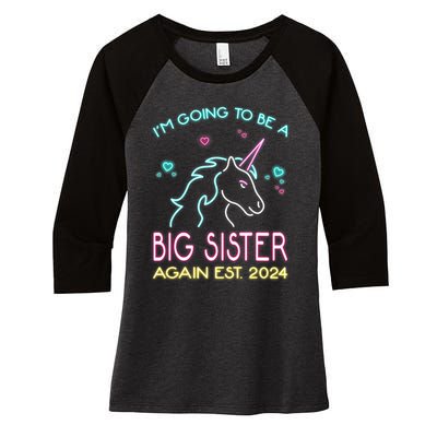 Im Going To Be A Big Sister Again Est 2024 Unicorn Women's Tri-Blend 3/4-Sleeve Raglan Shirt