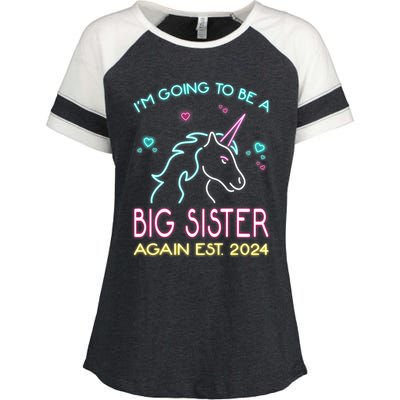 Im Going To Be A Big Sister Again Est 2024 Unicorn Enza Ladies Jersey Colorblock Tee