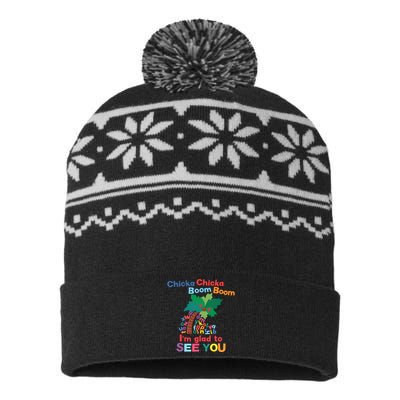 Im Glad To See You Tree Teacher Chi!cka Chi!cka Boom Boom USA-Made Snowflake Beanie