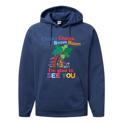 Im Glad To See You Tree Teacher Chi!cka Chi!cka Boom Boom Performance Fleece Hoodie