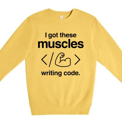 I Got These Muscles Writing Code Funny Computer Coder Premium Crewneck Sweatshirt