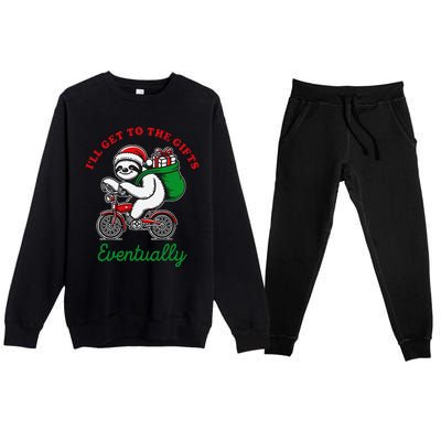 ILl Get To The Gifts Eventually Funny Christmas Animals Premium Crewneck Sweatsuit Set