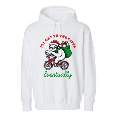 ILl Get To The Gifts Eventually Funny Christmas Animals Garment-Dyed Fleece Hoodie