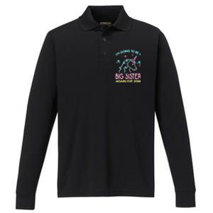 I'm Going To Be A Big Sister Again Est 2024 Unicorn Performance Long Sleeve Polo