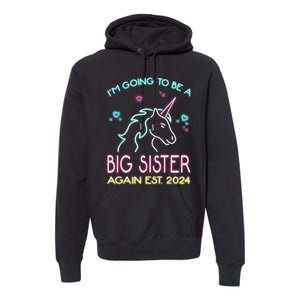 I'm Going To Be A Big Sister Again Est 2024 Unicorn Premium Hoodie