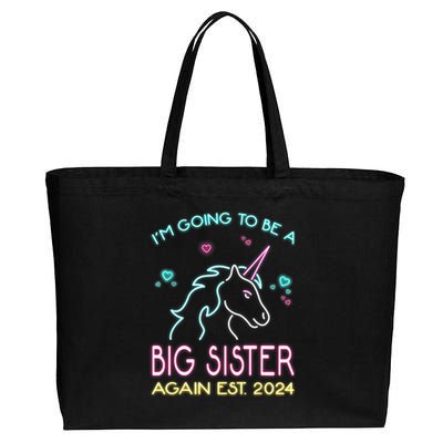 I'm Going To Be A Big Sister Again Est 2024 Unicorn Cotton Canvas Jumbo Tote