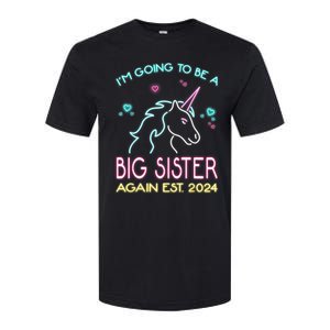 I'm Going To Be A Big Sister Again Est 2024 Unicorn Softstyle CVC T-Shirt