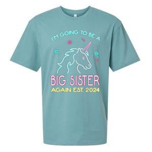 I'm Going To Be A Big Sister Again Est 2024 Unicorn Sueded Cloud Jersey T-Shirt