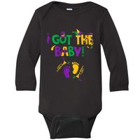 I Got The Baby Pregnancy Announcement Funny Mardi Gra Baby Long Sleeve Bodysuit