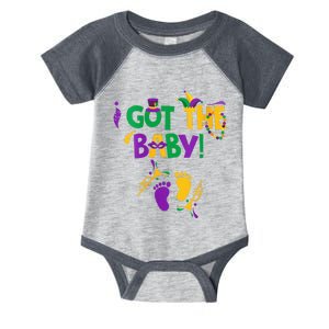 I Got The Baby Pregnancy Announcement Funny Mardi Gra Infant Baby Jersey Bodysuit