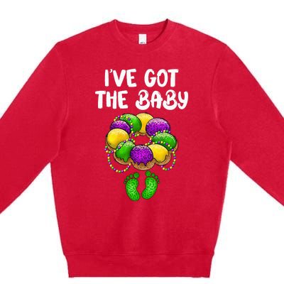 I Got The Baby Pregnancy Announcement Mardi Gras Family Premium Crewneck Sweatshirt