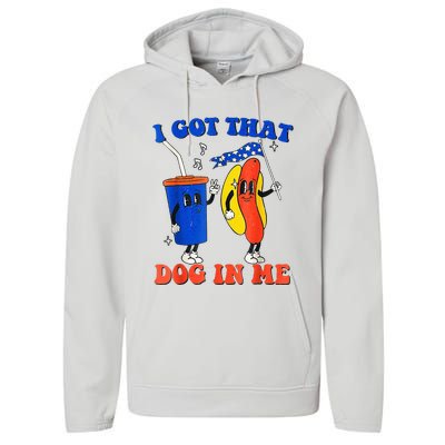 I Got That Dog In Me Funny Hot Dogs Combo 4th Of July Retro Performance Fleece Hoodie