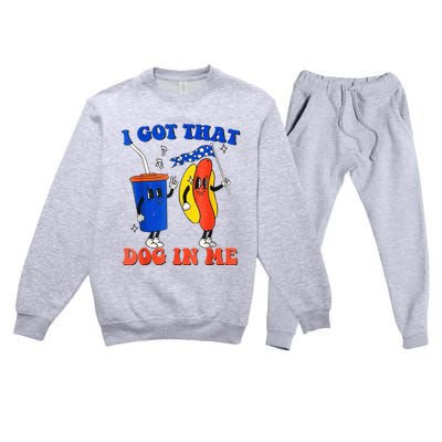 I Got That Dog In Me Funny Hot Dogs Combo 4th Of July Retro Premium Crewneck Sweatsuit Set