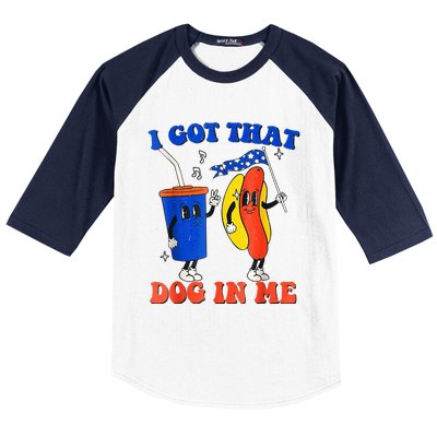 I Got That Dog In Me Funny Hot Dogs Combo 4th Of July Retro Baseball Sleeve Shirt