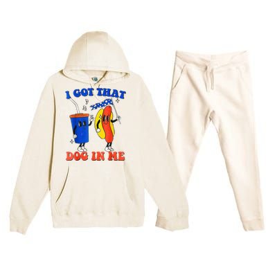 I Got That Dog In Me Funny Hot Dogs Combo 4th Of July Retro Premium Hooded Sweatsuit Set