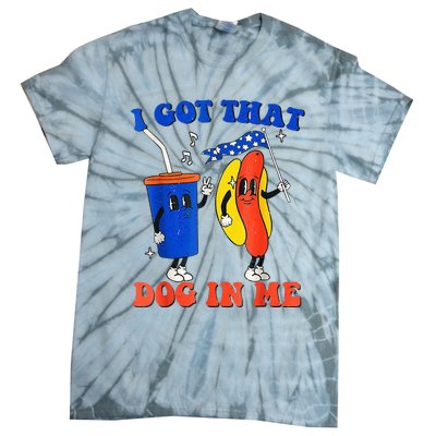 I Got That Dog In Me Funny Hot Dogs Combo 4th Of July Retro Tie-Dye T-Shirt