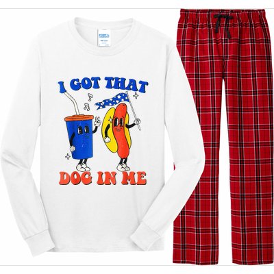 I Got That Dog In Me Funny Hot Dogs Combo 4th Of July Retro Long Sleeve Pajama Set