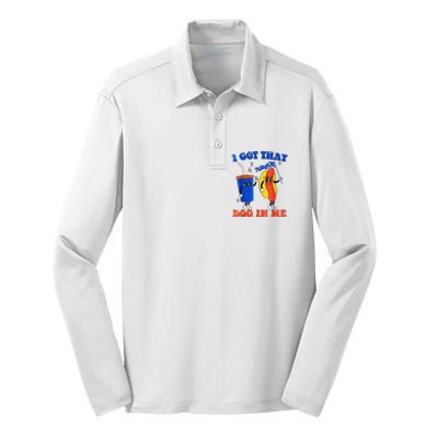 I Got That Dog In Me Funny Hot Dogs Combo 4th Of July Retro Silk Touch Performance Long Sleeve Polo