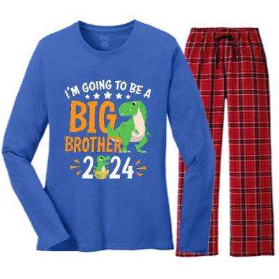 Im Going To Be A Big Brother 2024 Pregnancy Announcement Women's Long Sleeve Flannel Pajama Set 