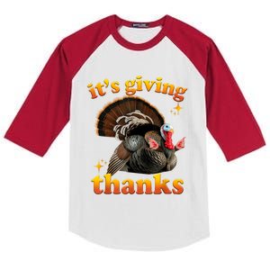 It’S Giving Thanks Turkey Thanksgiving Kids Colorblock Raglan Jersey