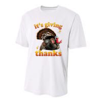 It’S Giving Thanks Turkey Thanksgiving Youth Performance Sprint T-Shirt