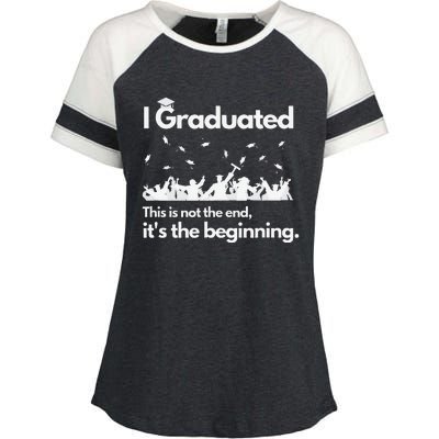 I Graduated This is Not The End School Senior College Gift Enza Ladies Jersey Colorblock Tee