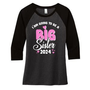 IM Going To Be A Big Sister 2024 Pregnancy Announcement Women's Tri-Blend 3/4-Sleeve Raglan Shirt