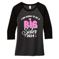 IM Going To Be A Big Sister 2024 Pregnancy Announcement Women's Tri-Blend 3/4-Sleeve Raglan Shirt