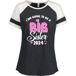 IM Going To Be A Big Sister 2024 Pregnancy Announcement Enza Ladies Jersey Colorblock Tee