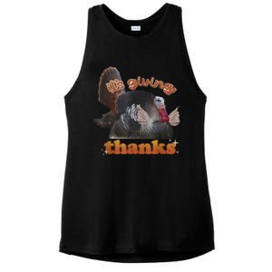 It’S Giving Thanks Turkey Thanksgiving Ladies PosiCharge Tri-Blend Wicking Tank