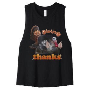 It’S Giving Thanks Turkey Thanksgiving Women's Racerback Cropped Tank