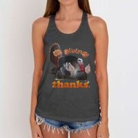 It’S Giving Thanks Turkey Thanksgiving Women's Knotted Racerback Tank