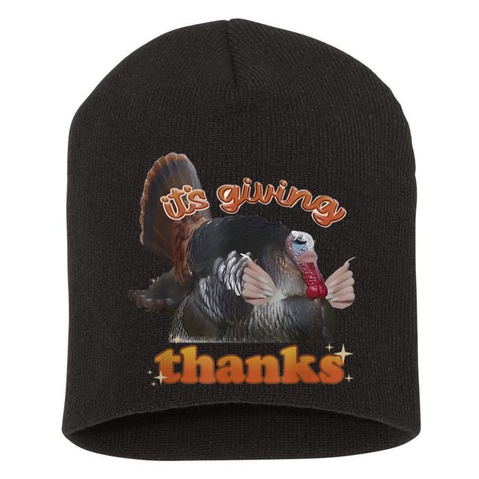 It’S Giving Thanks Turkey Thanksgiving Short Acrylic Beanie