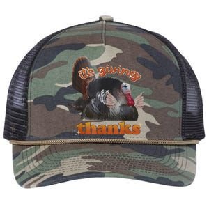 It’S Giving Thanks Turkey Thanksgiving Retro Rope Trucker Hat Cap