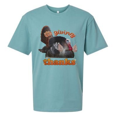 It’S Giving Thanks Turkey Thanksgiving Sueded Cloud Jersey T-Shirt