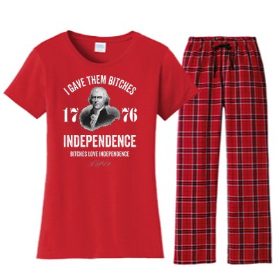 I Gave Them Bitches 1776 Independence Funny Bitches Love Independence Women's Flannel Pajama Set