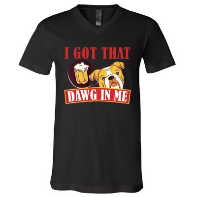 I Got That Dawg In Me Root Beer Dawg  V-Neck T-Shirt