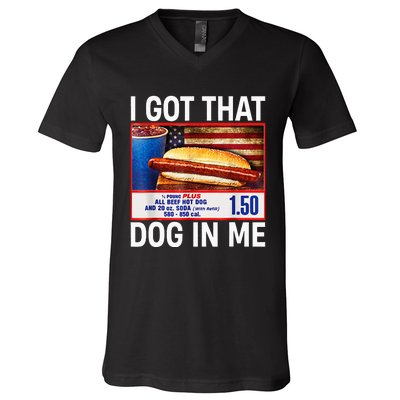 I Got That Dog In Me Hotdogs Combo 4th Of July Flag Vitage V-Neck T-Shirt